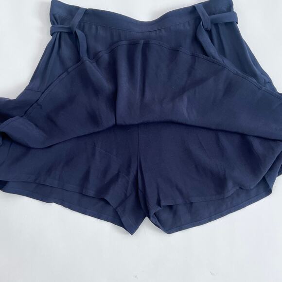ZARA BASICS WOMENS SKORT NAVY BLUE SIZE L FLOWY BELT LOOPS WITH SASH TIE - Picture 7 of 7